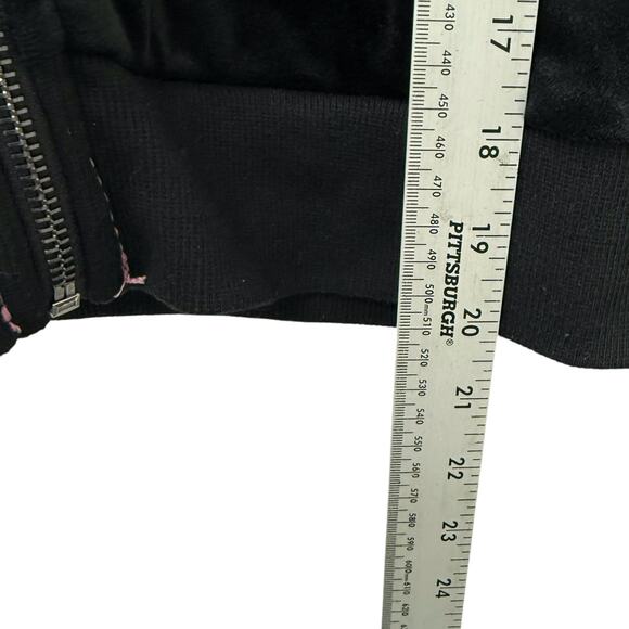 True Religion Velour Lurex Big T Zip Hoodie Black Pink Women’s Size Small - Picture 6 of 10